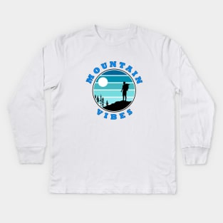 Mountain Vibes - retro - Slogan Design Kids Long Sleeve T-Shirt